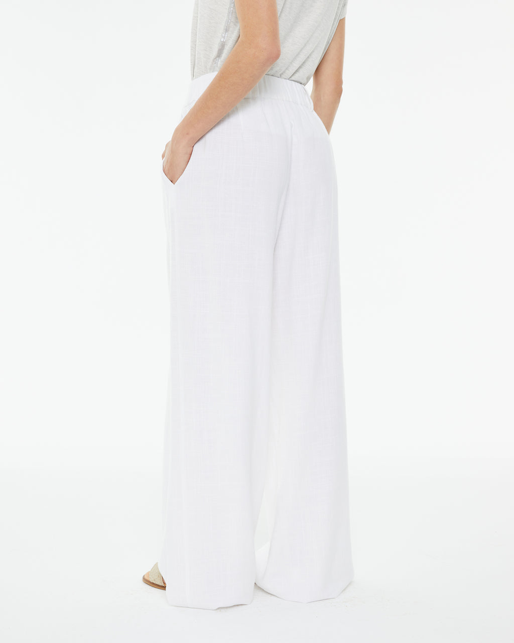 Pantalón palazzo blanco de lino
