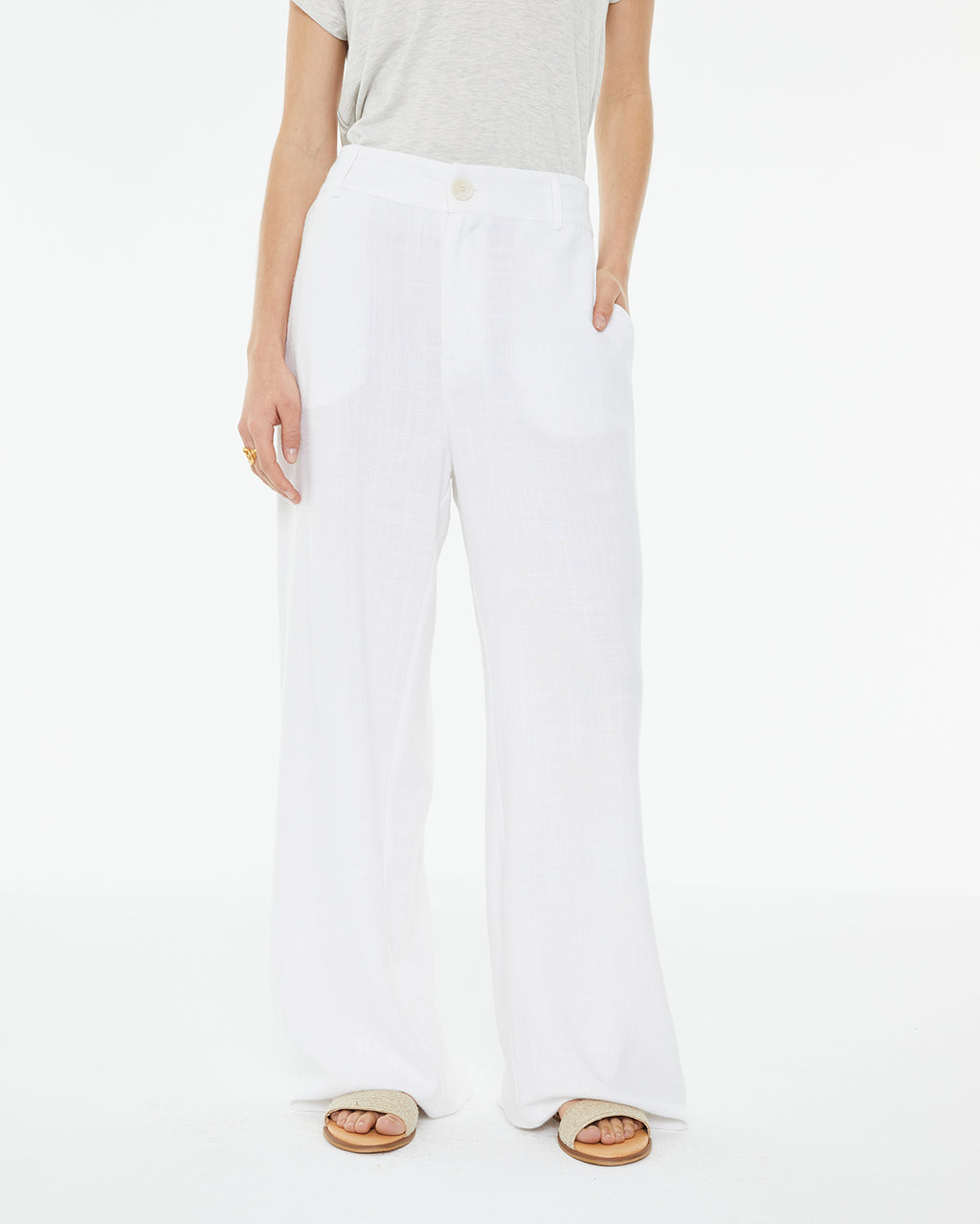 Pantalón palazzo blanco de lino
