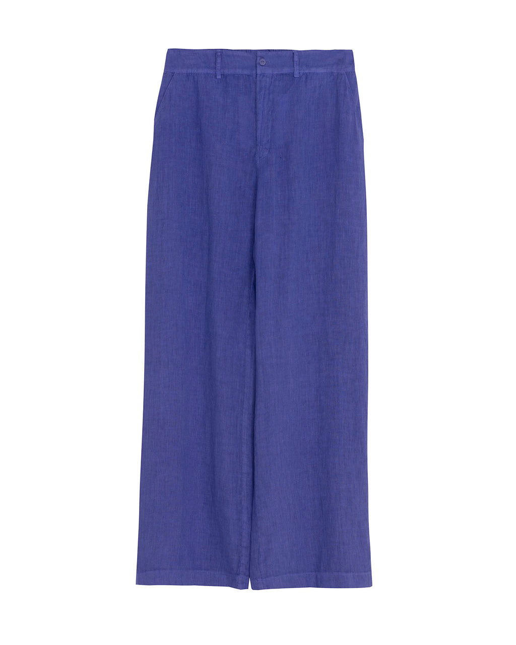 Pantalón de lino con cierre cremallera y botón