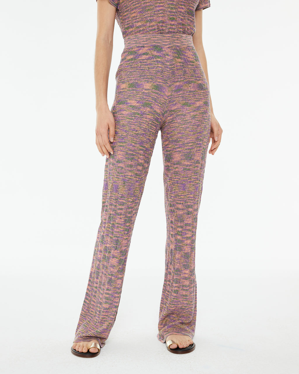 Pantalón de punto con lúrex entallado