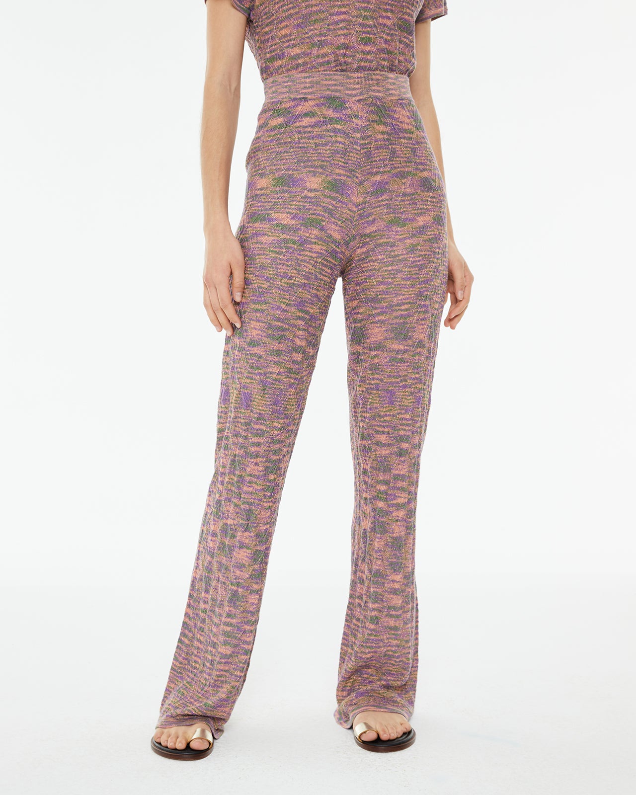 Pantalón de punto con lúrex entallado