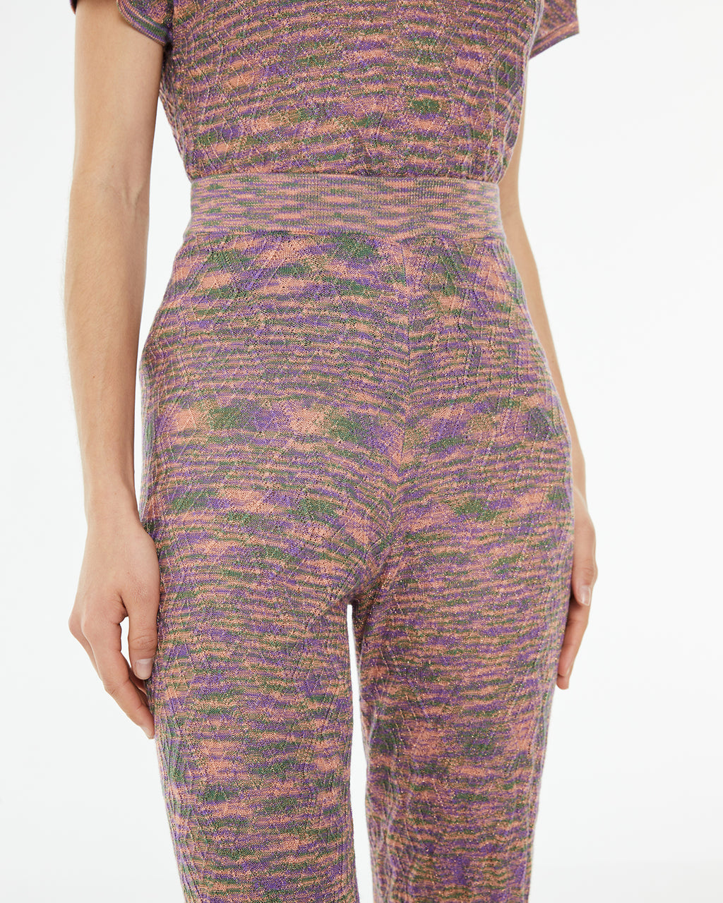 Pantalón de punto con lúrex entallado