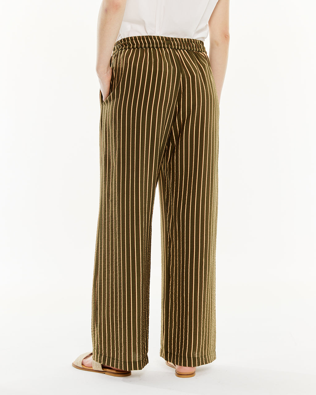 Pantalón estampado de rayas con goma cintura