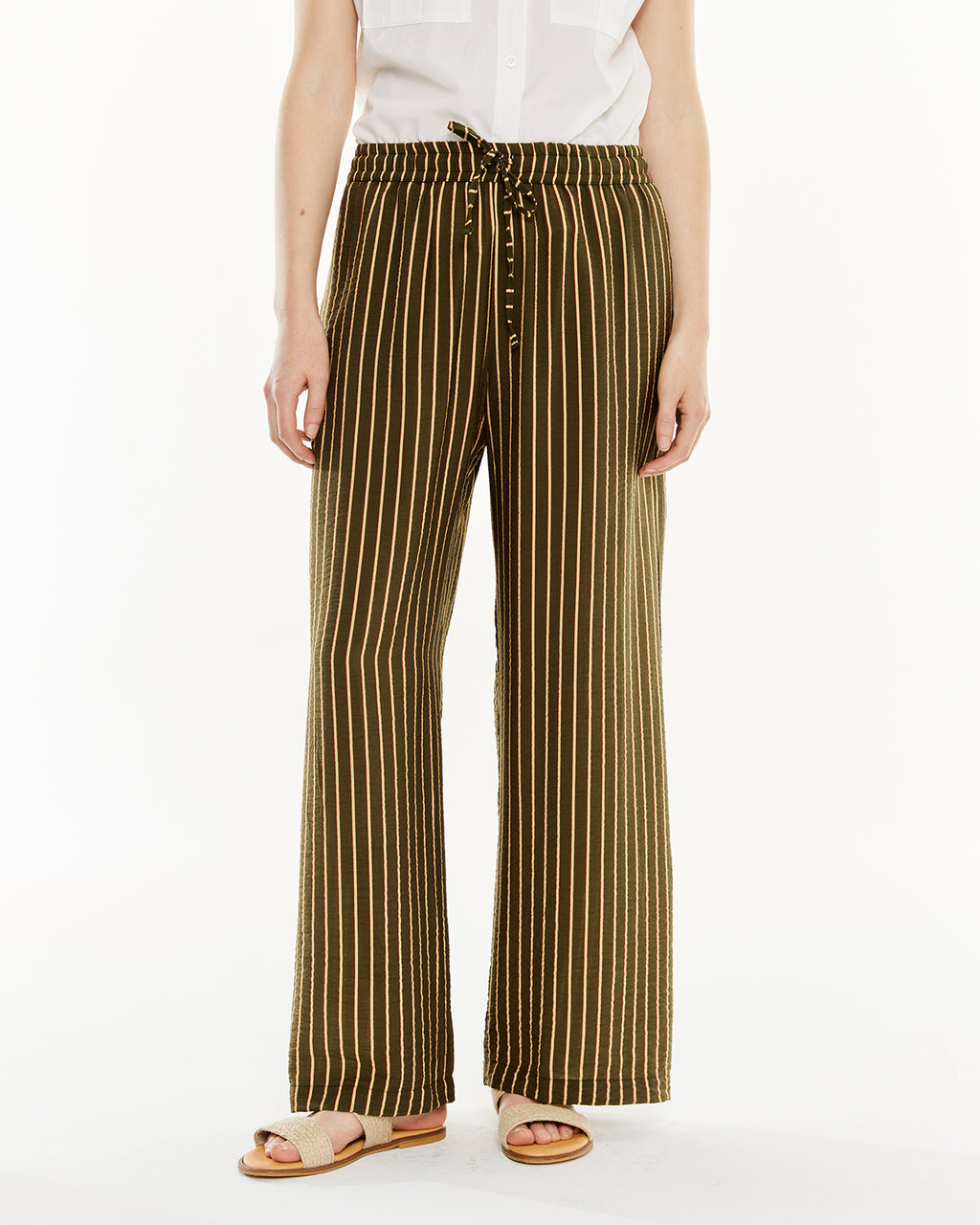 Pantalón estampado de rayas con goma cintura