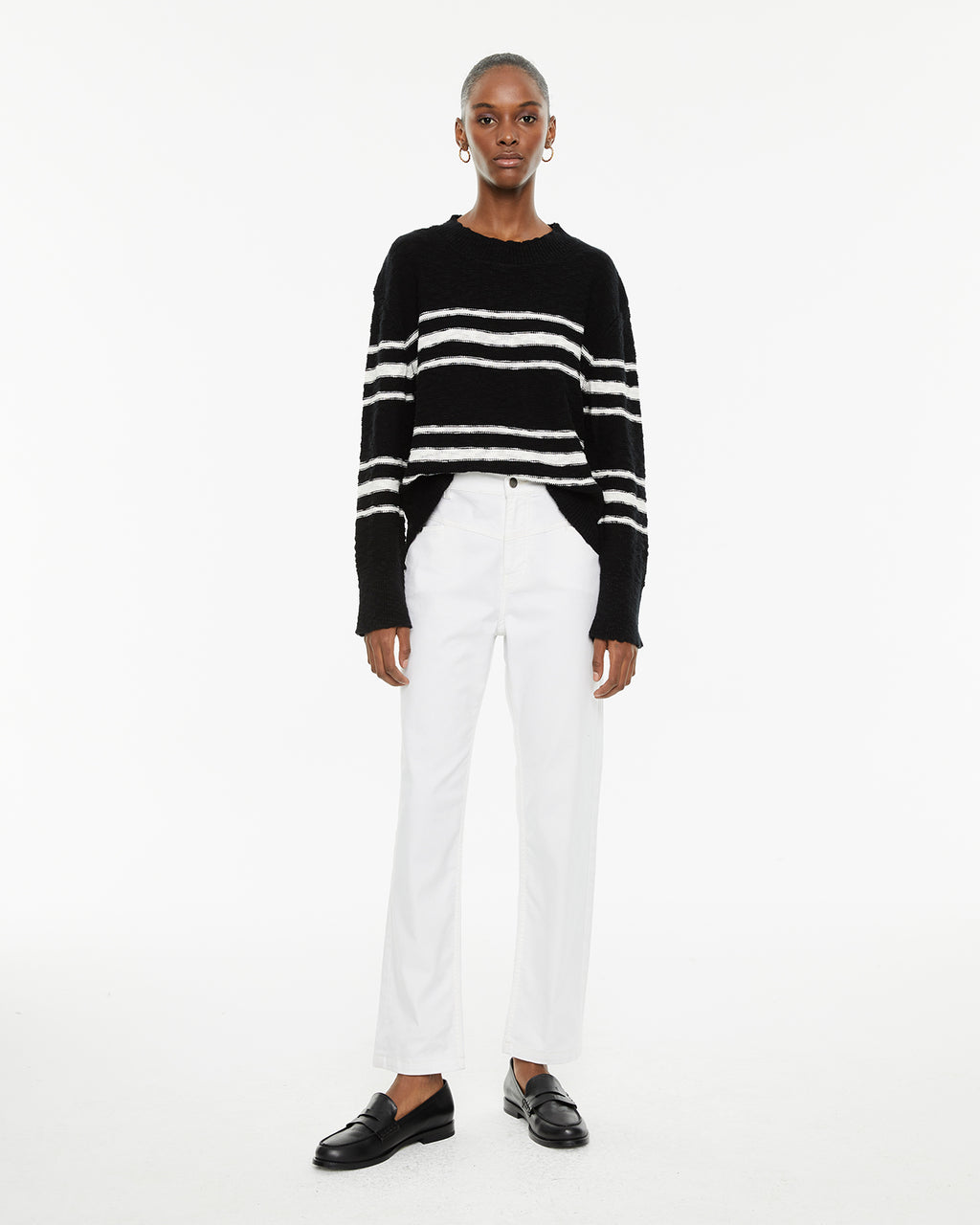 Pantalón vaquero blanco regular fit tiro medio