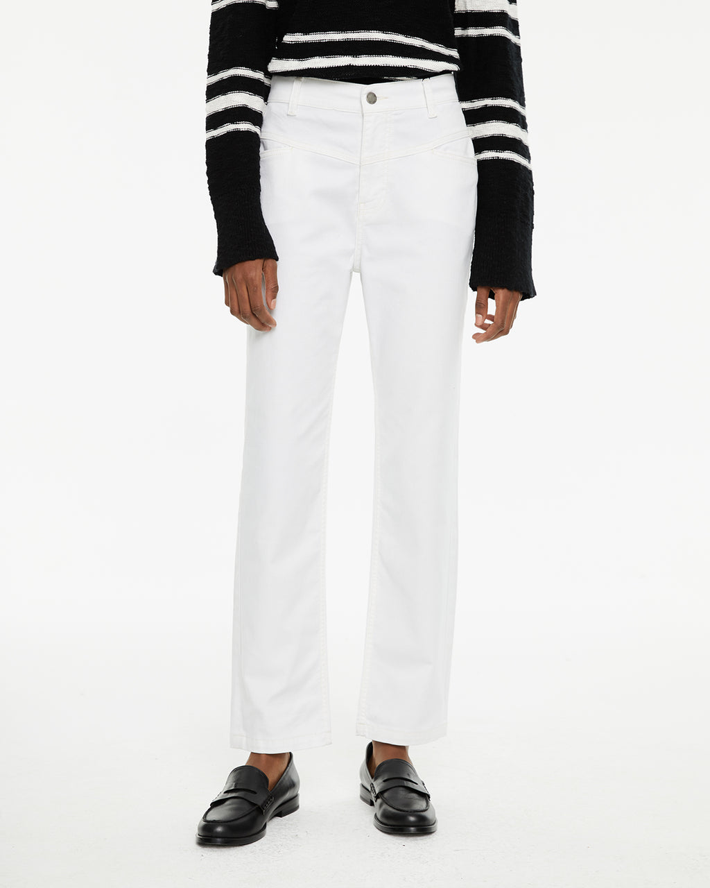 Pantalón vaquero blanco regular fit tiro medio