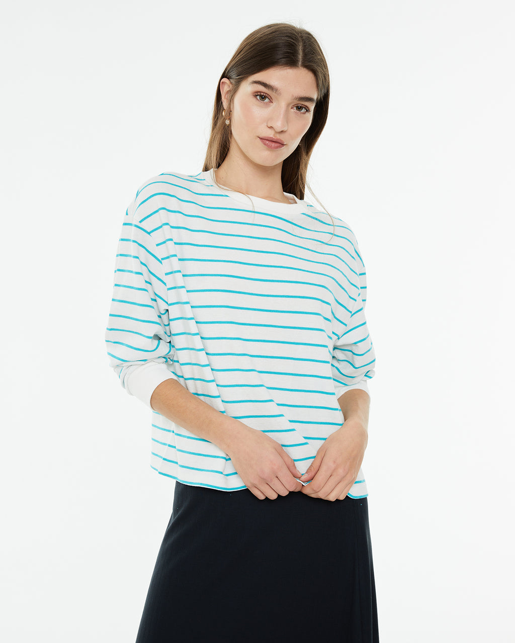 Sudadera rayas marineras con cuello redondo