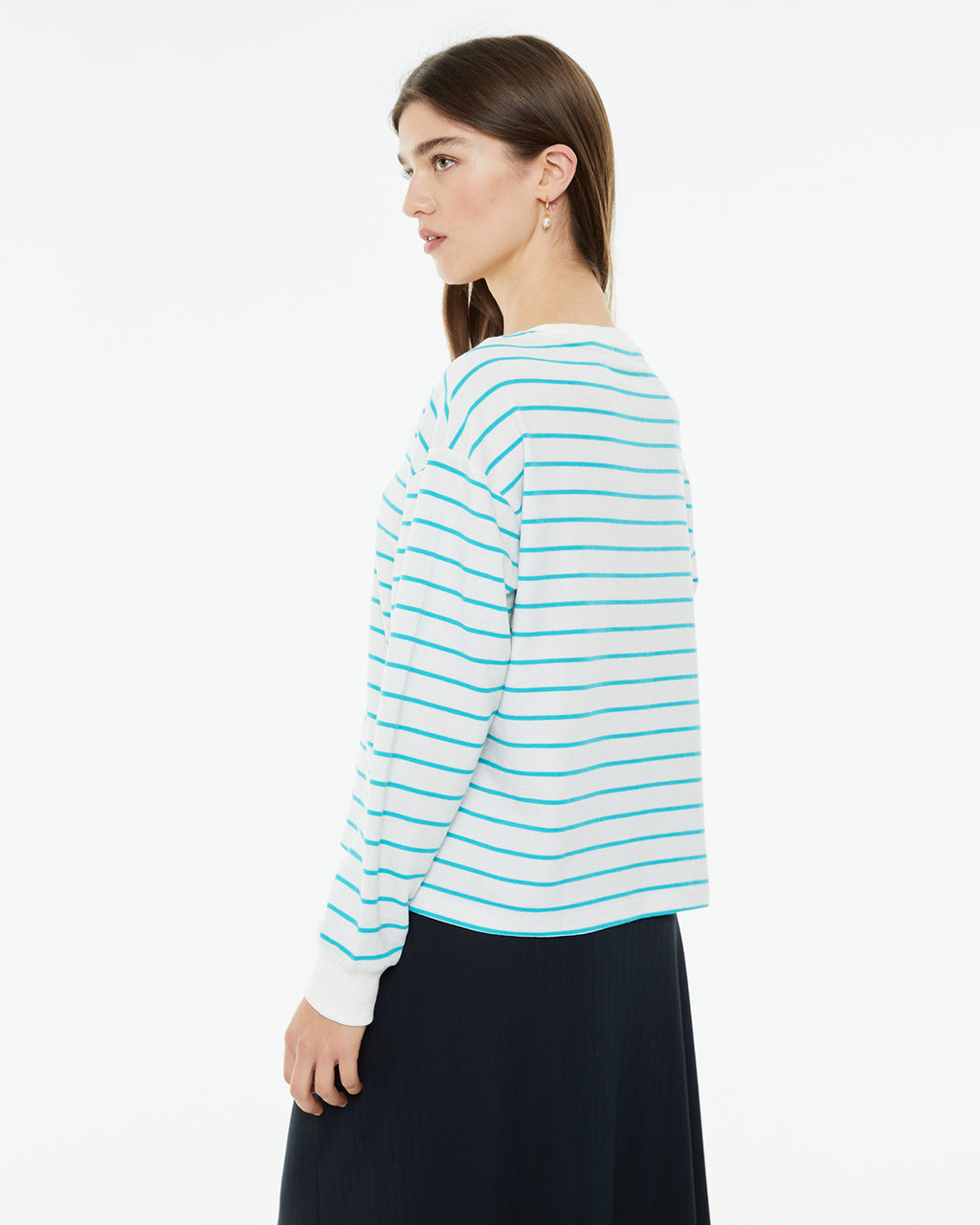 Sudadera rayas marineras con cuello redondo