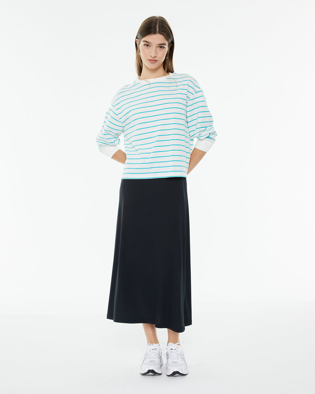 Sudadera rayas marineras con cuello redondo