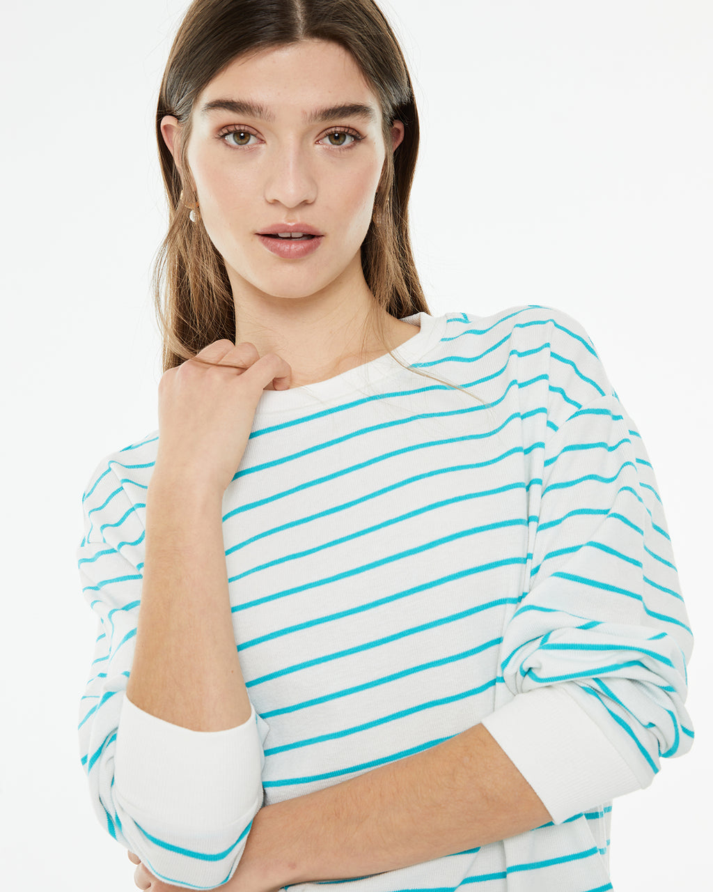 Sudadera rayas marineras con cuello redondo