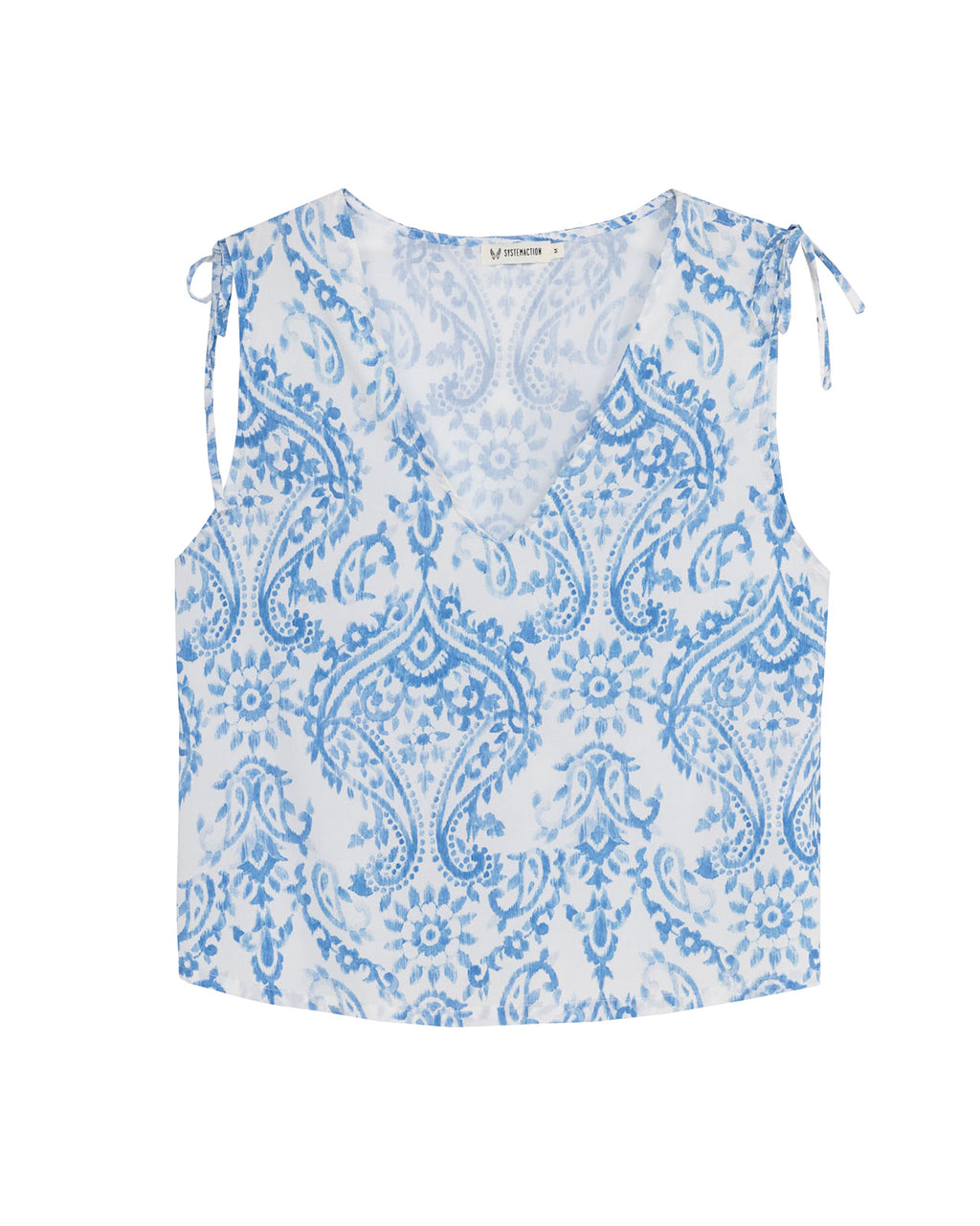 Top estampado de tirantes con lazada hombro