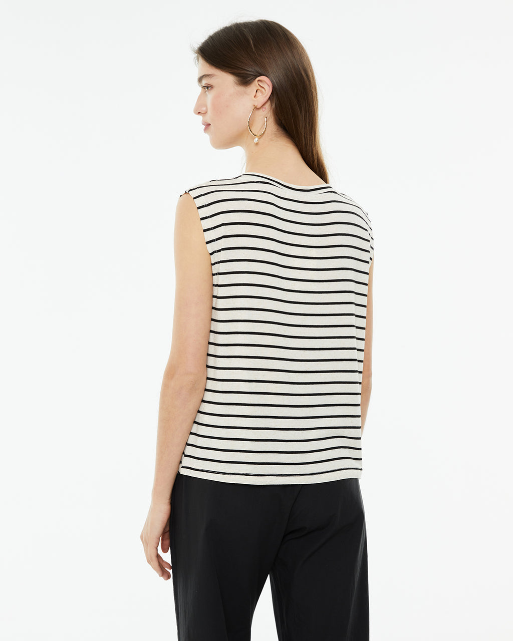 Top de rayas sin mangas escote pico