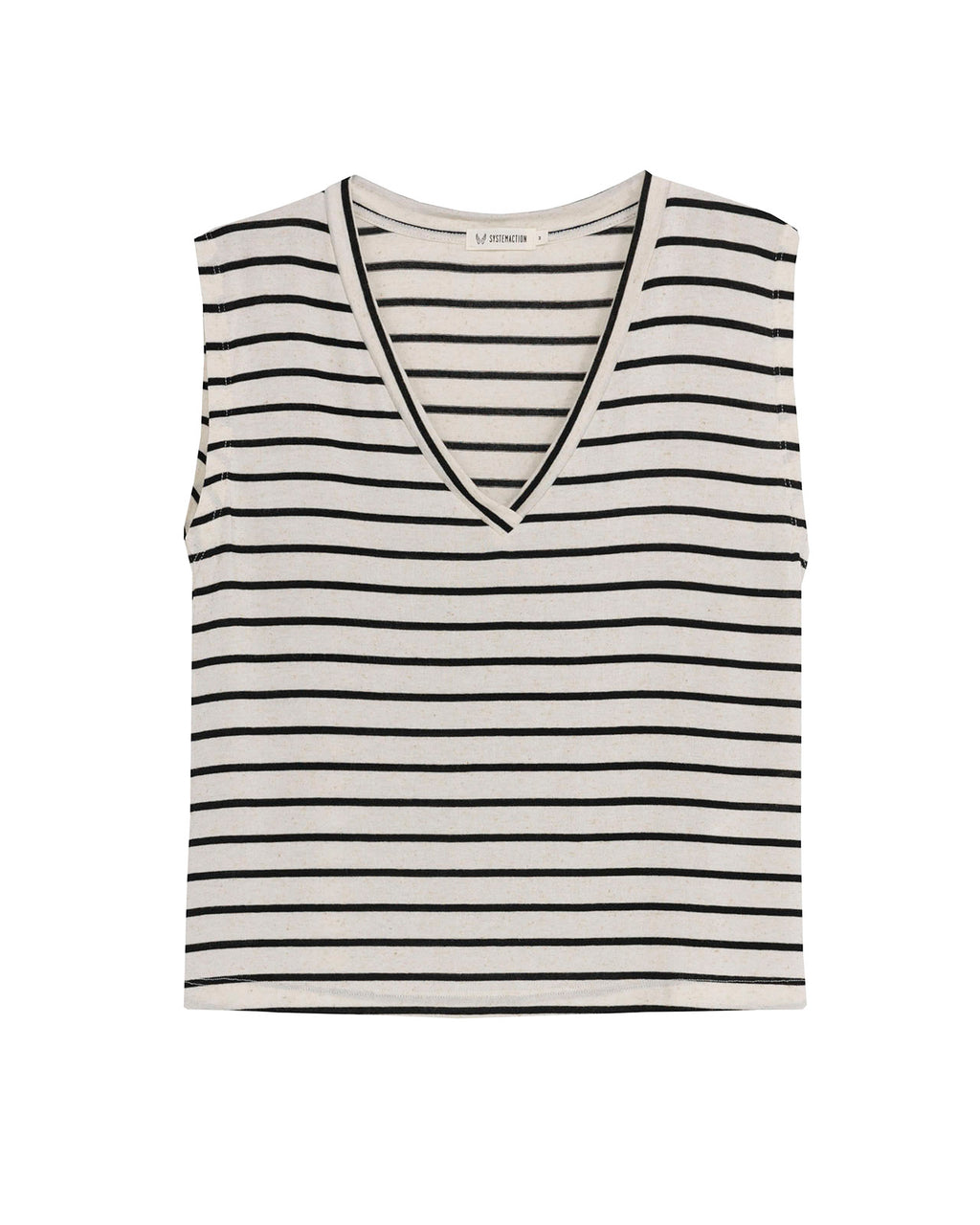 Top de rayas sin mangas escote pico