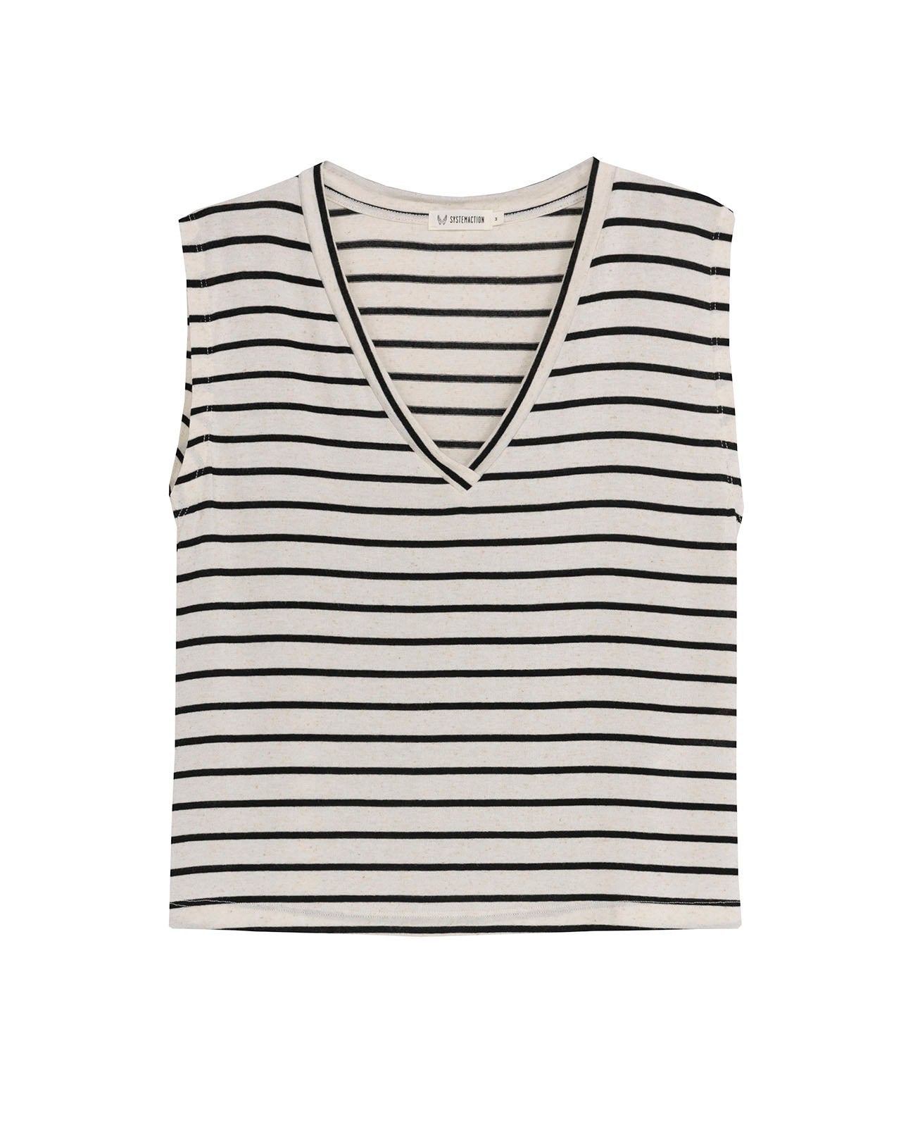 Top de rayas sin mangas escote pico