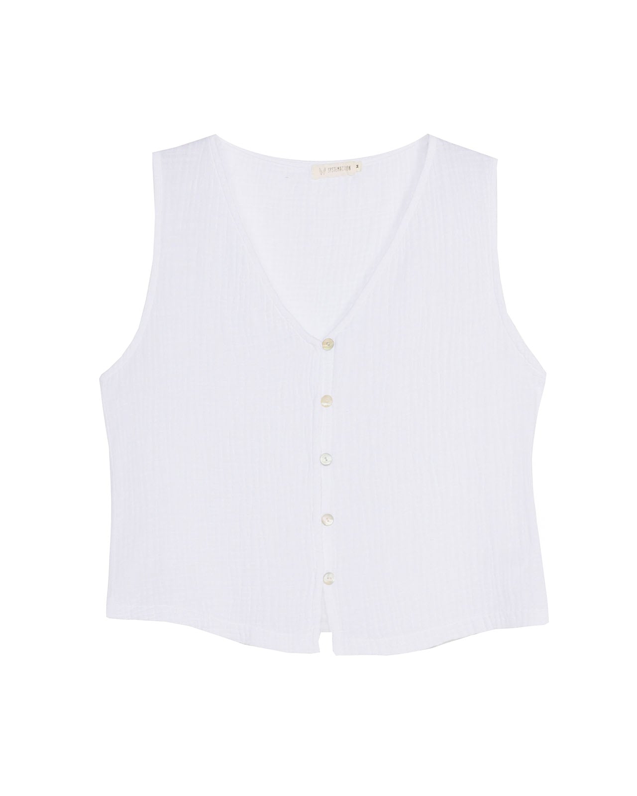 Top de tirantes cuello pico con cierre botones delanteros