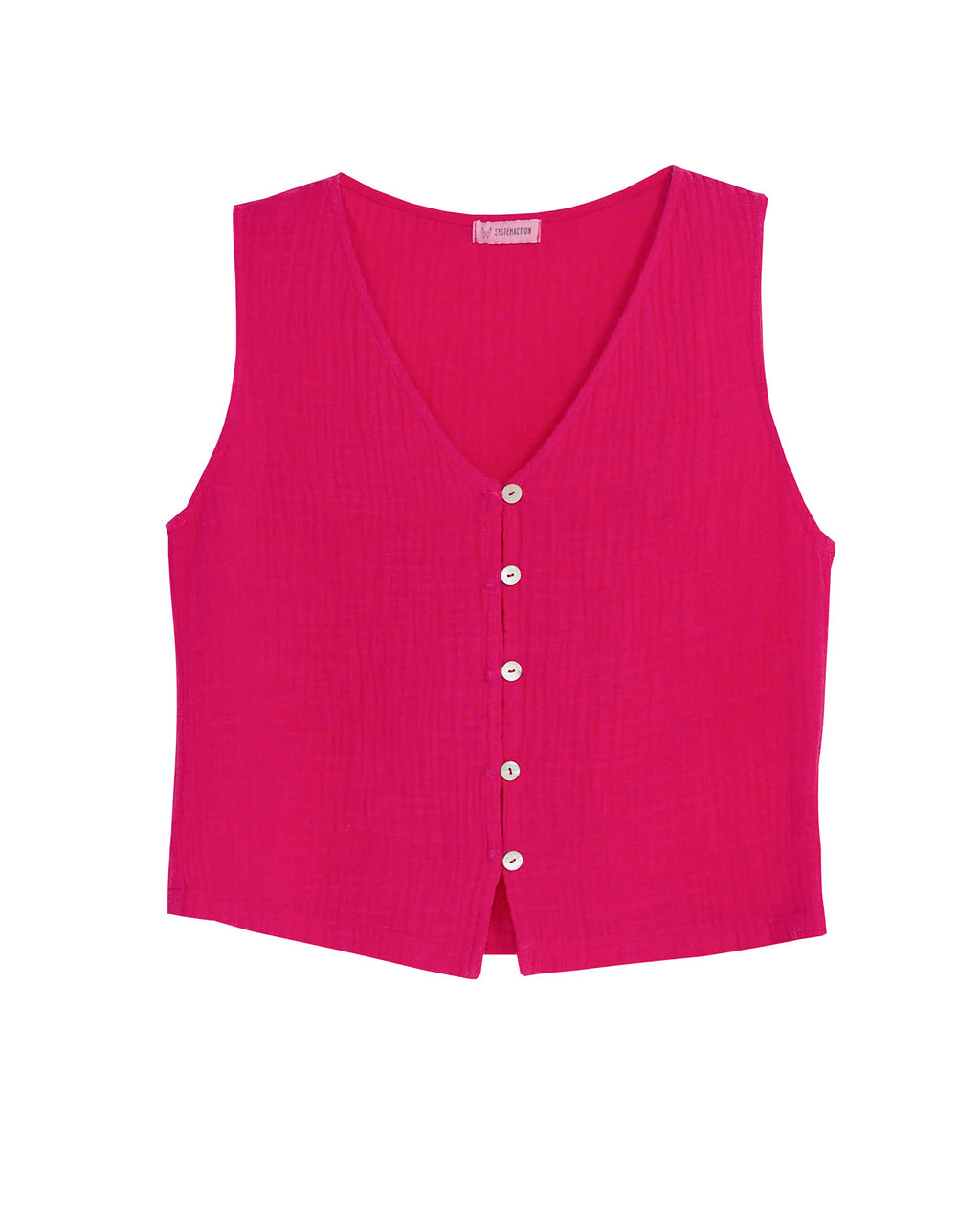 Top de tirantes cuello pico con cierre botones delanteros
