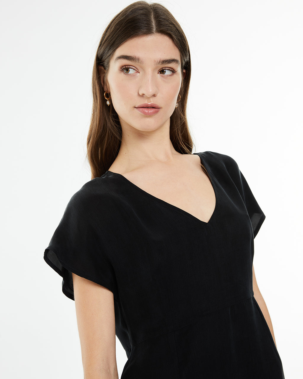 Vestido corto de cupro con tirante ancho