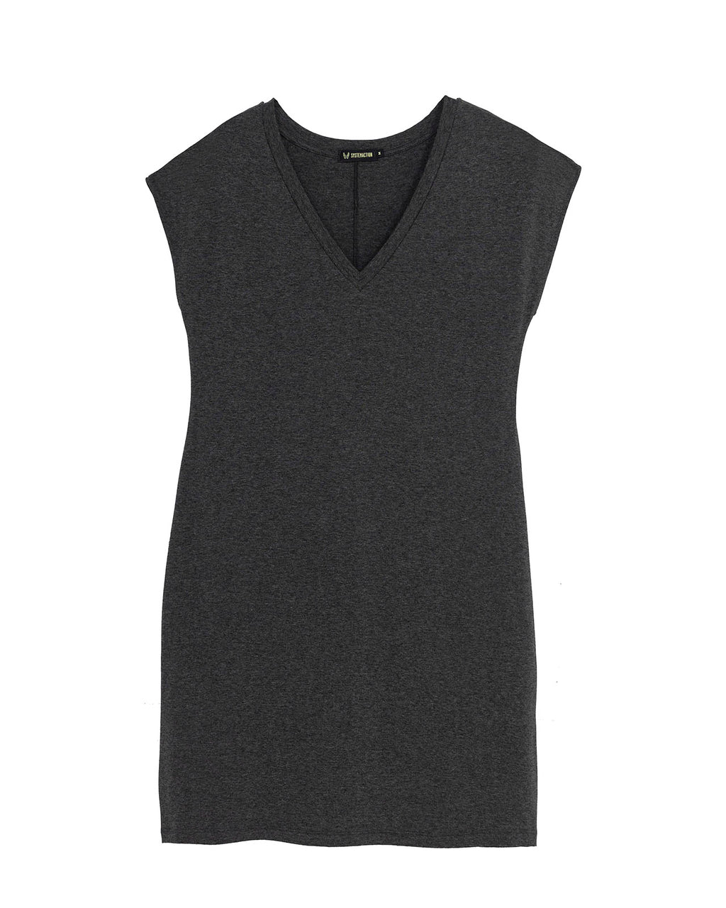 Vestido corto con escote pico y manga caída