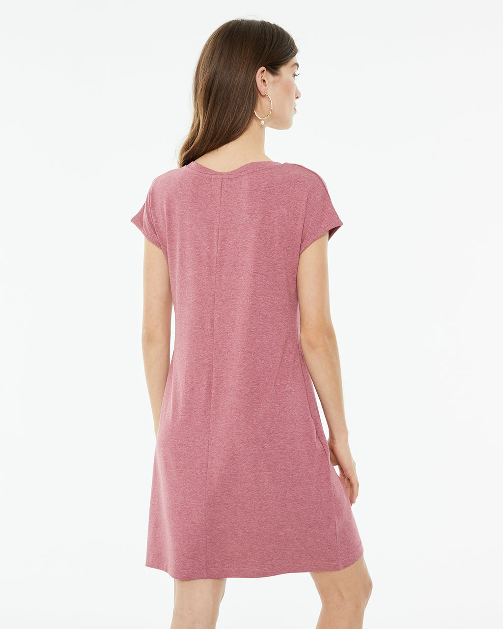 Vestido corto con escote pico y manga caída