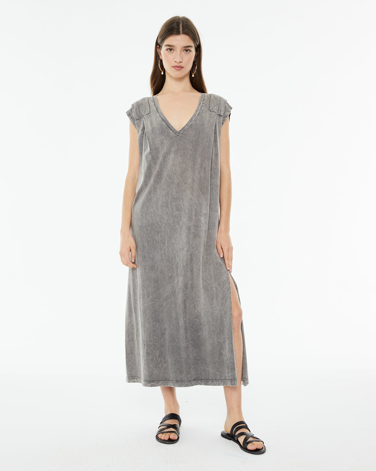 Vestido midi confort con abertura lateral
