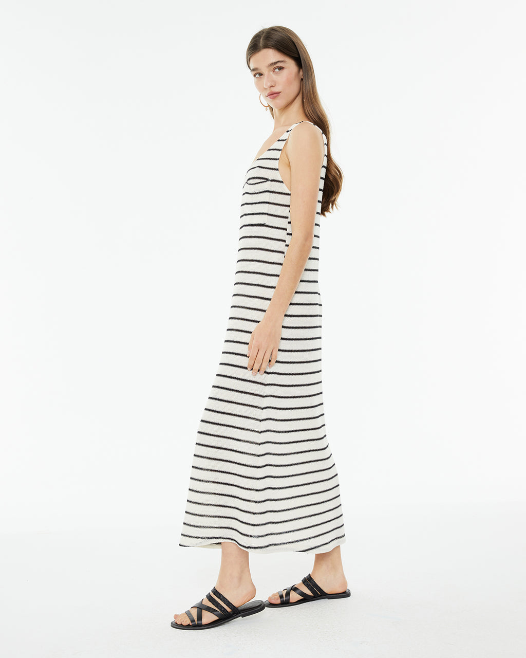 Vestido midi rayas marineras con bolsillo plastrón