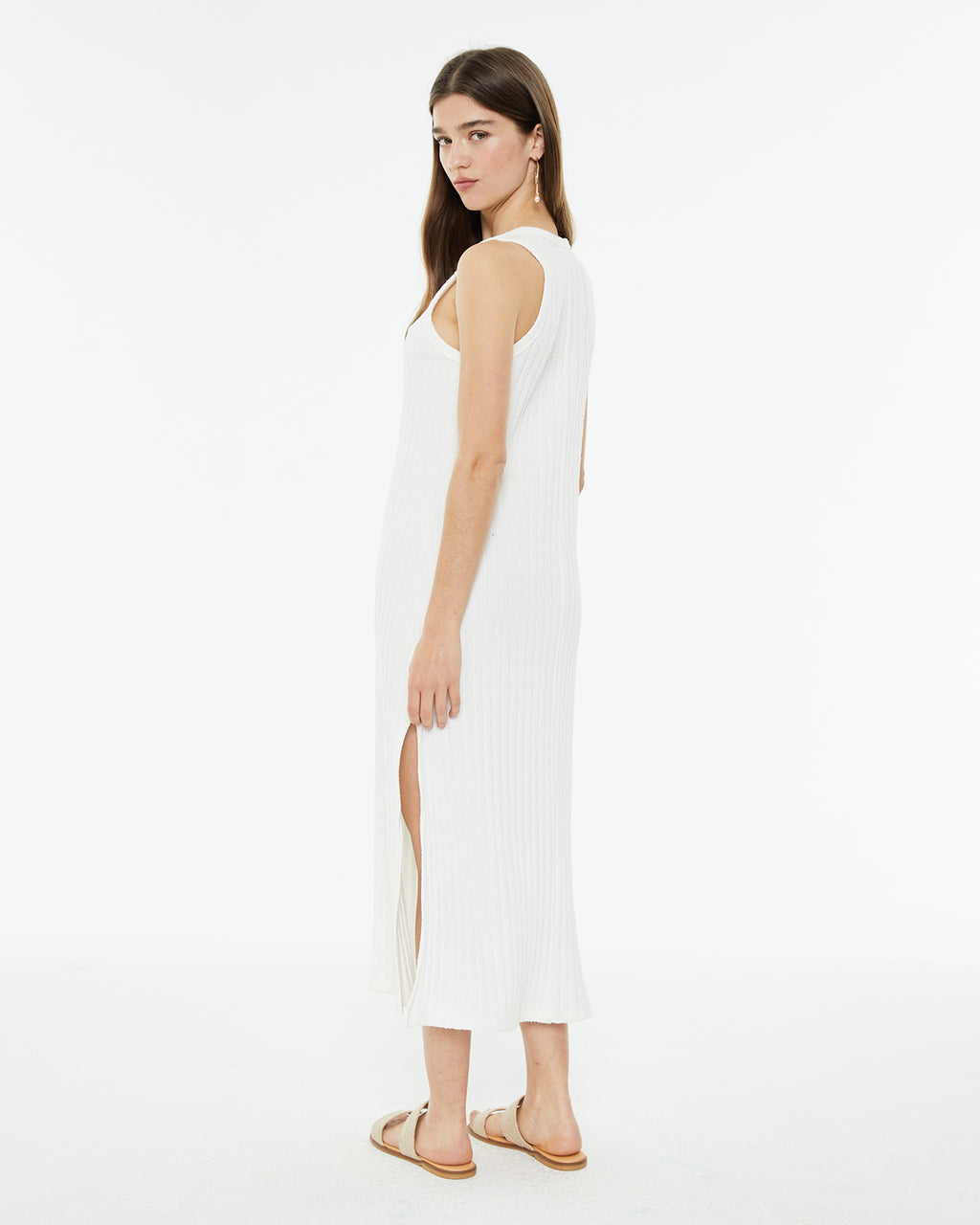 Vestido midi confort con escote redondo