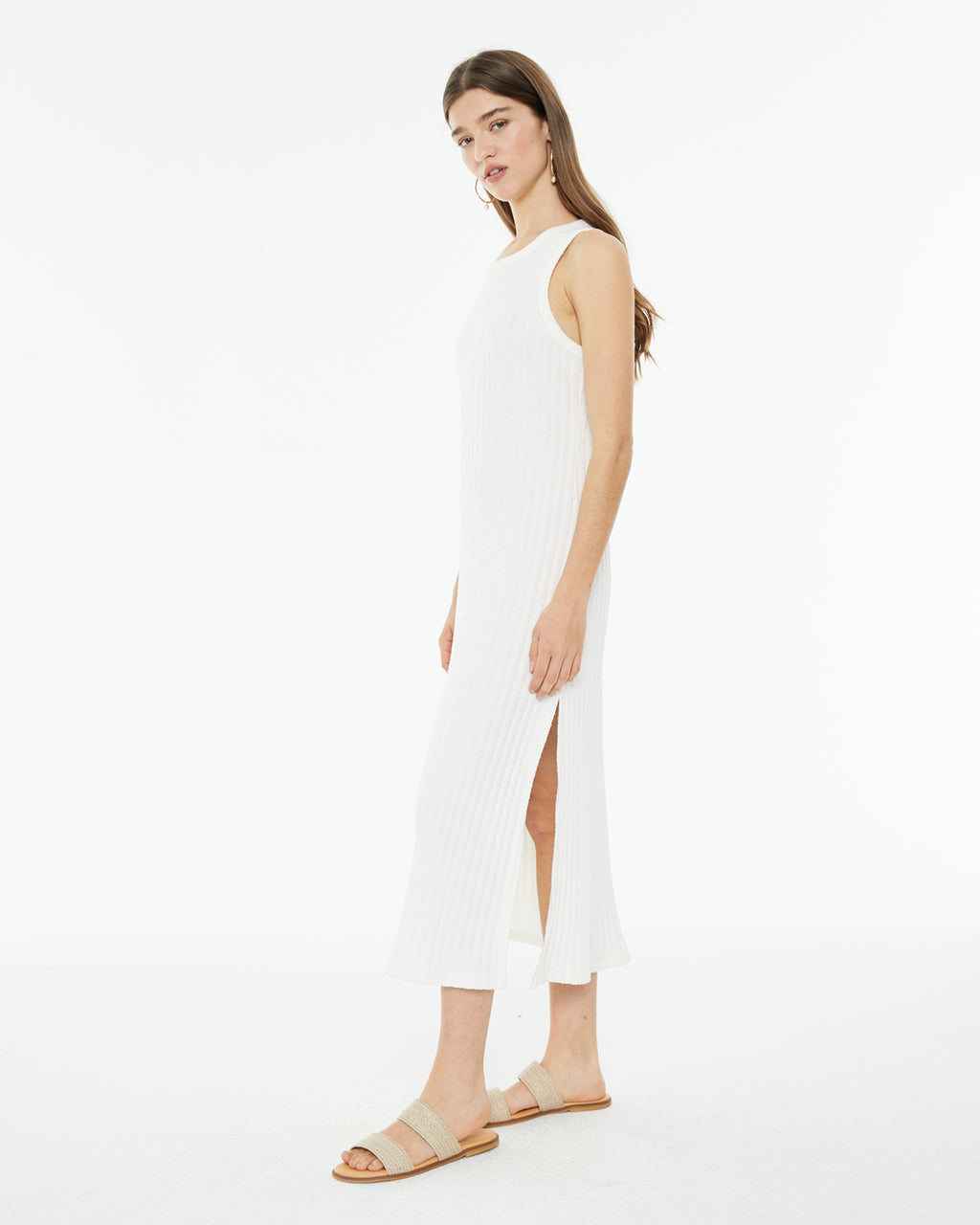Vestido midi confort con escote redondo