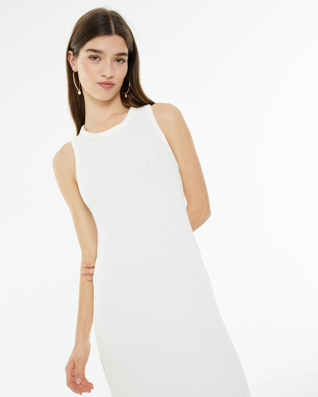 Vestido midi confort con escote redondo