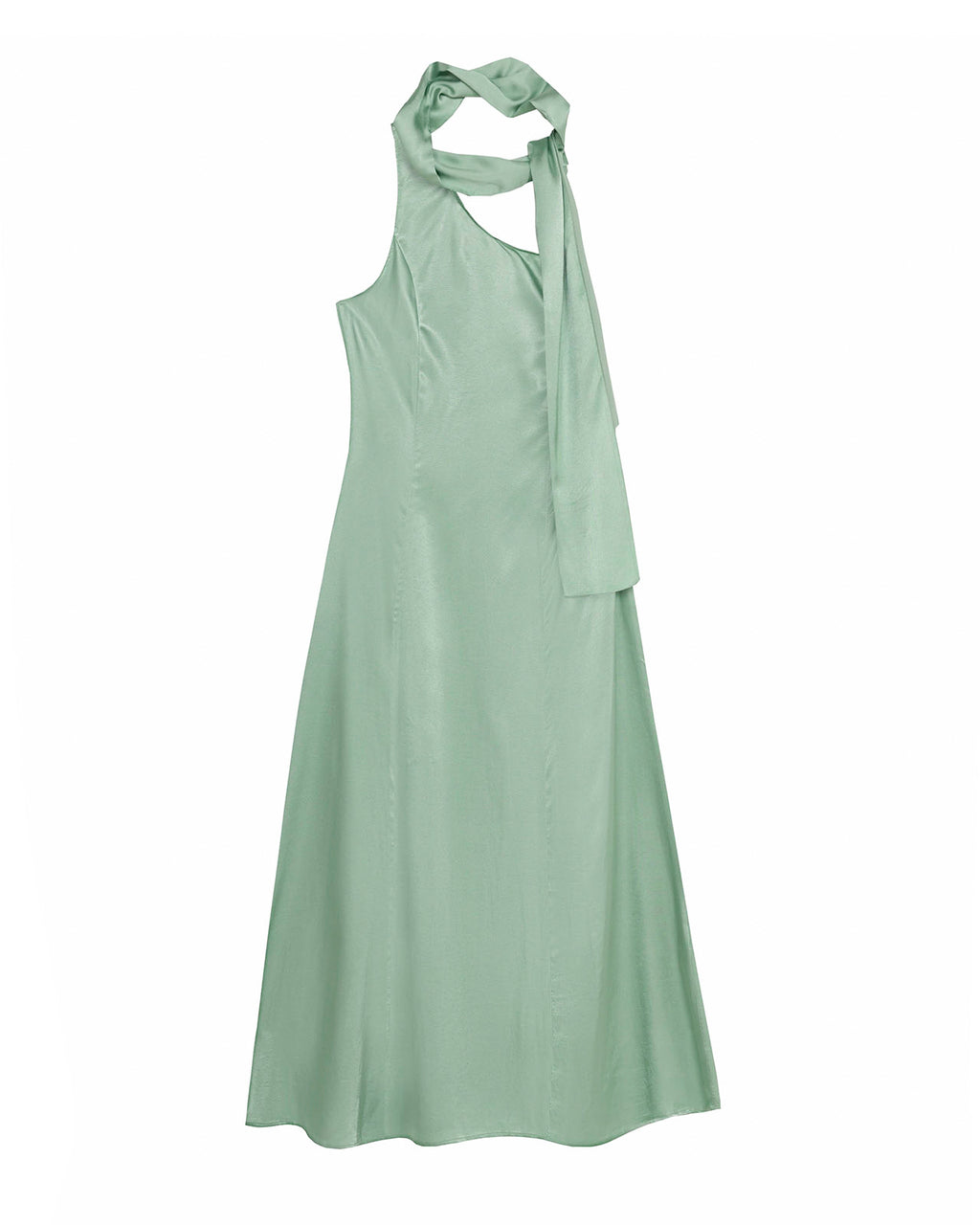 Vestido largo de fiesta asimétrico con pañuelo escote