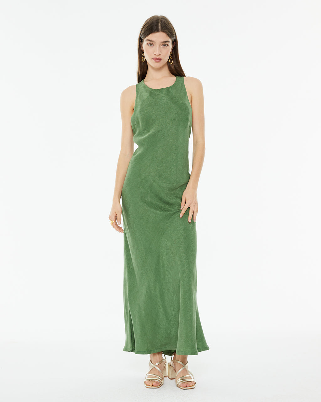 Vestido largo ajustado tejido jaquard con escote halter