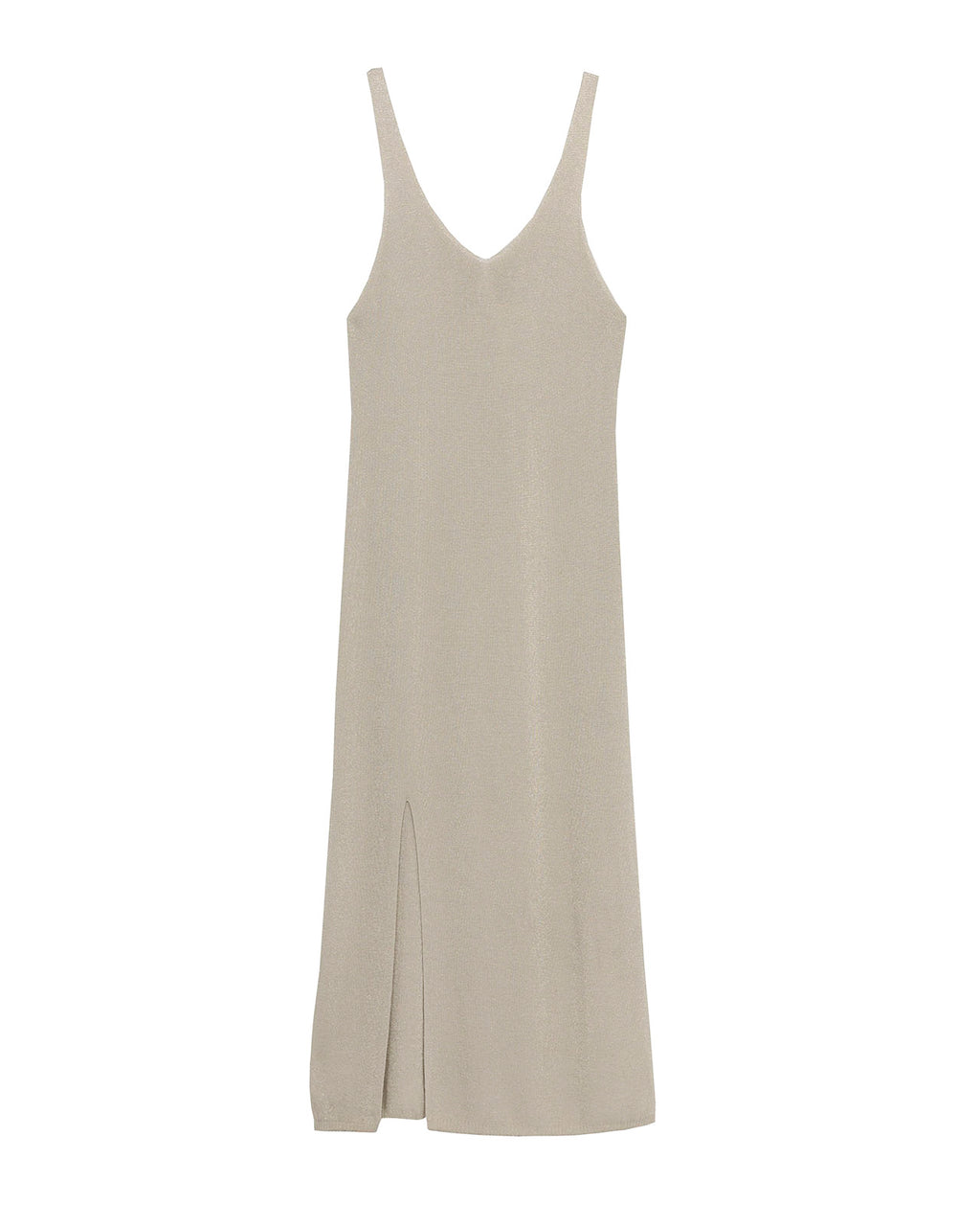Vestido largo de punto con lúrex ajustado en cintura