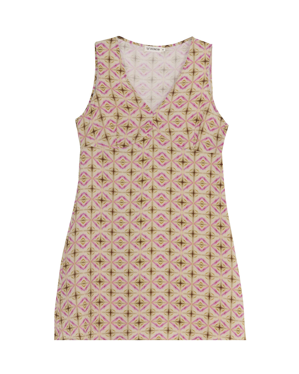 Vestido corto estampado geométrico corte bajo pecho
