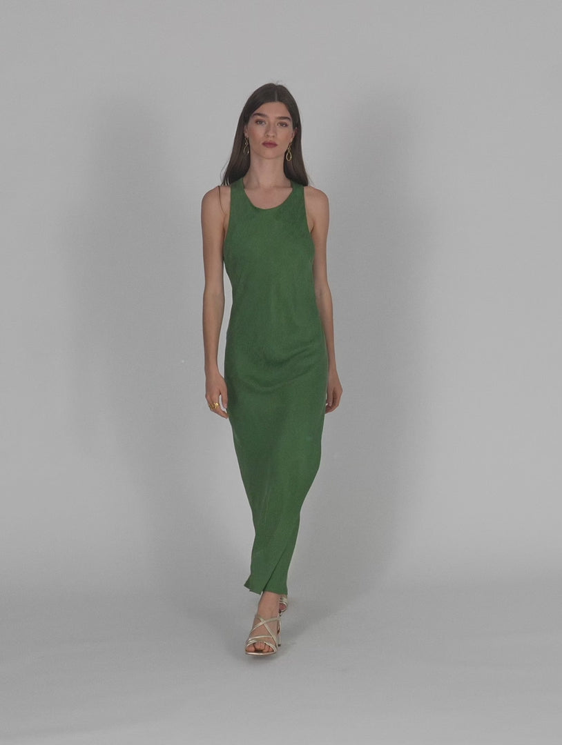 Vestido largo ajustado tejido jaquard con escote halter