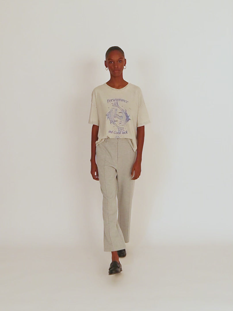 Pantalón tejido jacquard confort de tiro medio